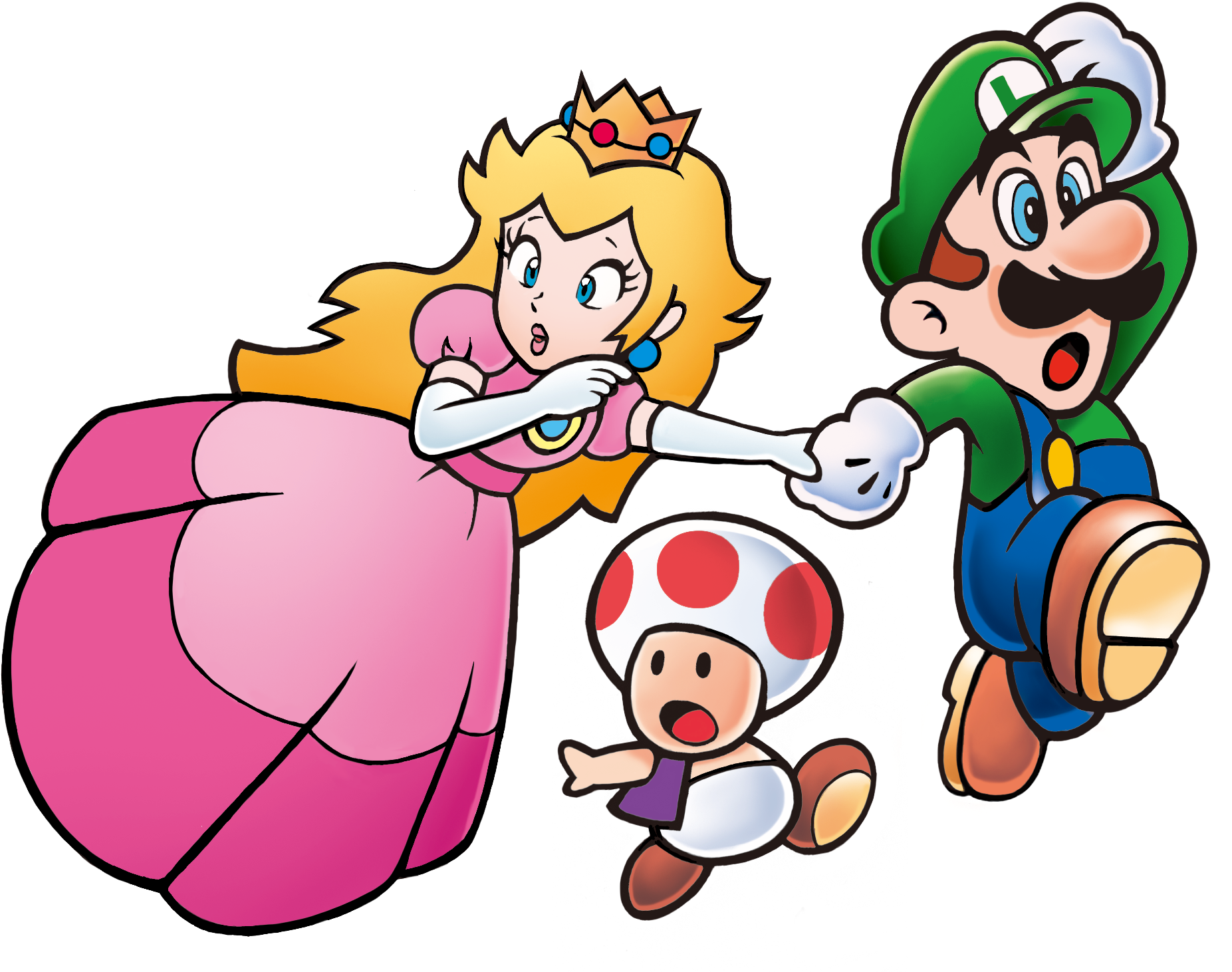Graphic Transparent Peach Toad Luigi Super - Super Mario Advance 4 Super Mario Bros 3 E (2000x1661), Png Download