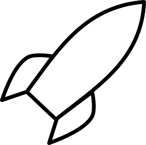 Space Ship Clip Art At Clker - Cartoon Rocket Black And White (600x594), Png Download
