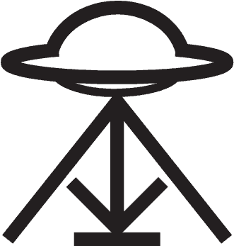 Minimalist Icon Of An Alien Ship Beaming Down On Earth - Spotting Scope (646x455), Png Download