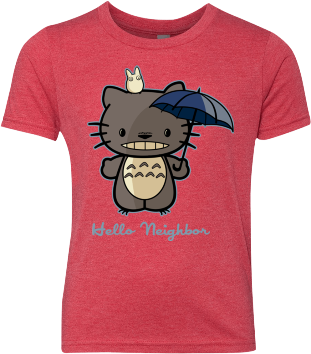 Hello Neighbor Youth Triblend T-shirt - Hello Kitty My Neighbor Totoro Anime Miyazaki Catbus (1155x1155), Png Download