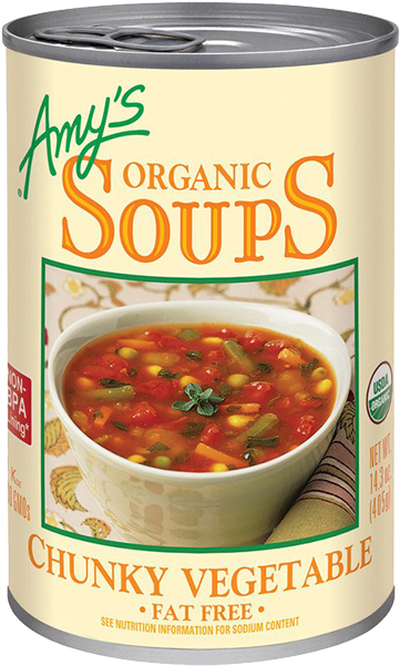 Amys Kitchen Soup Vegetable Chunky Organic Can-14 - Amy's Chunky Vegetable Soup (650x650), Png Download