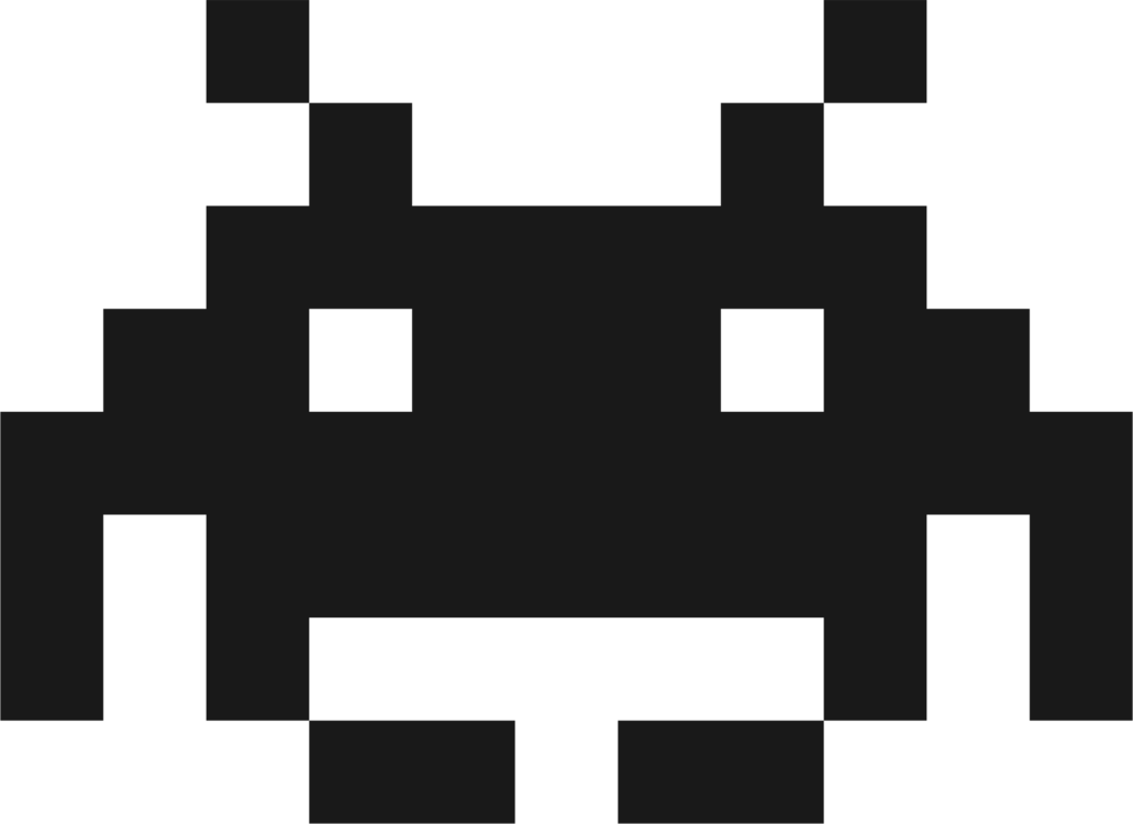 Space Invaders Extreme - Black And White Pixel (1031x750), Png Download