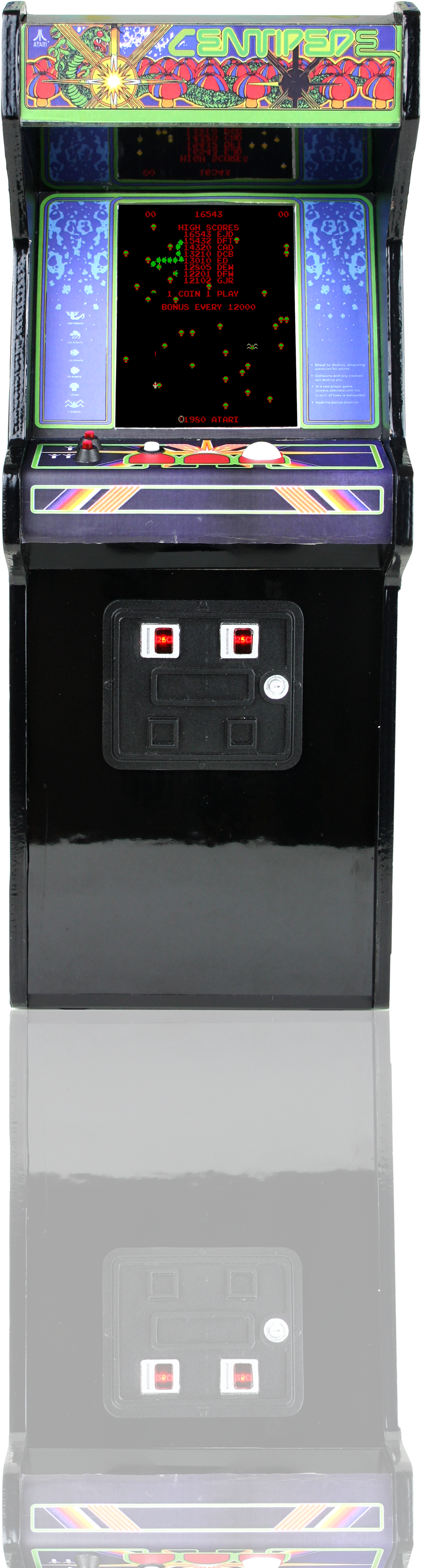 Centipedefrontview Reflrctionnobg - Arcade Machine Front View Png (1665x4693), Png Download