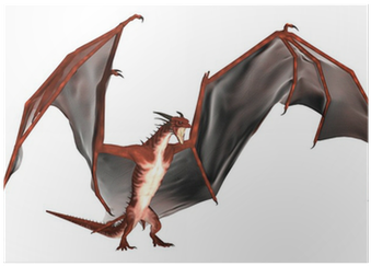 Red Dragon, 3d Rendered Red Fantasy Dragon Poster • - Dragon (400x400), Png Download