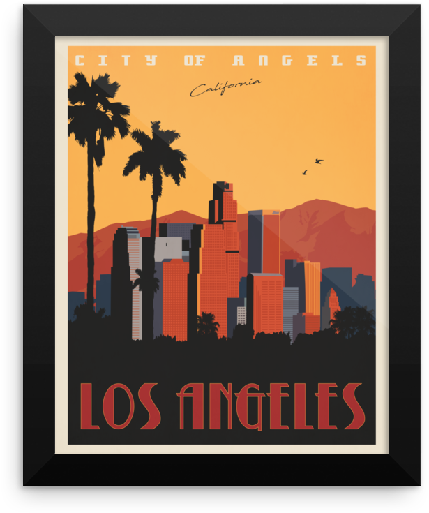 Los Angeles Travel Poster - Vintage Travel Poster Los Angeles (1000x1000), Png Download