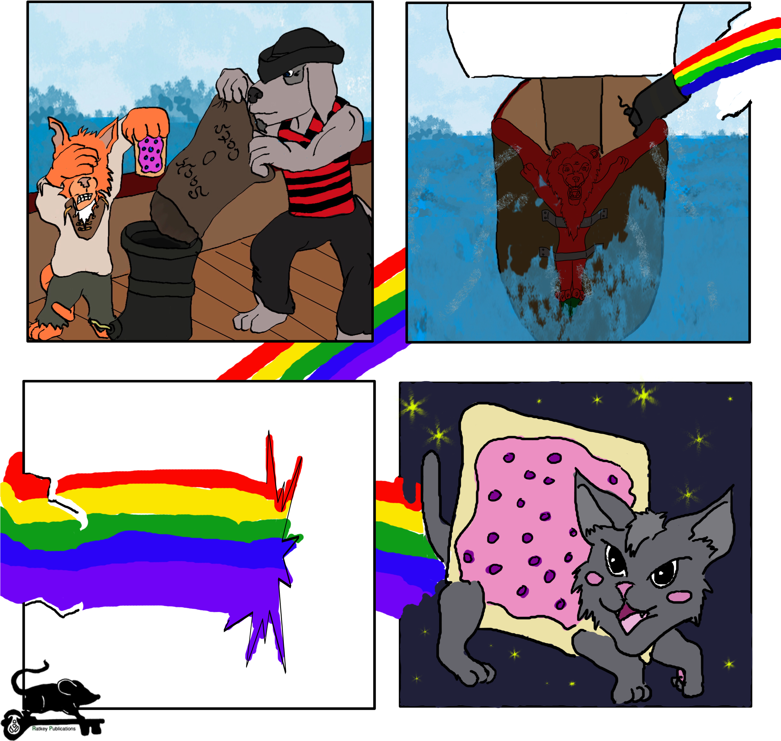 Nyan Cat Flare - Cartoon (2550x2496), Png Download