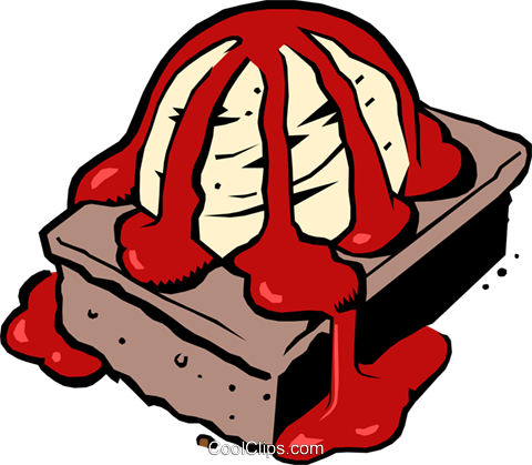Brownie With Fudge Sauce Royalty Free Vector Clip Art - Ice Cream Brownie Clip Art (480x419), Png Download