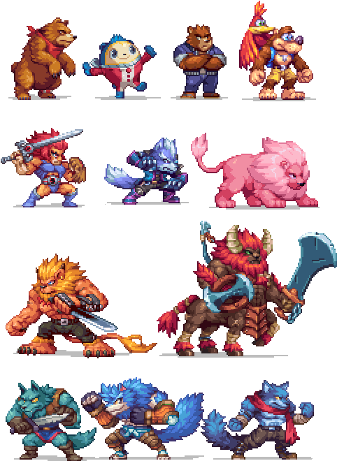 Bears, Lions And Wolves Pixelart - Bloody Roar Pixel Art (500x678), Png Download