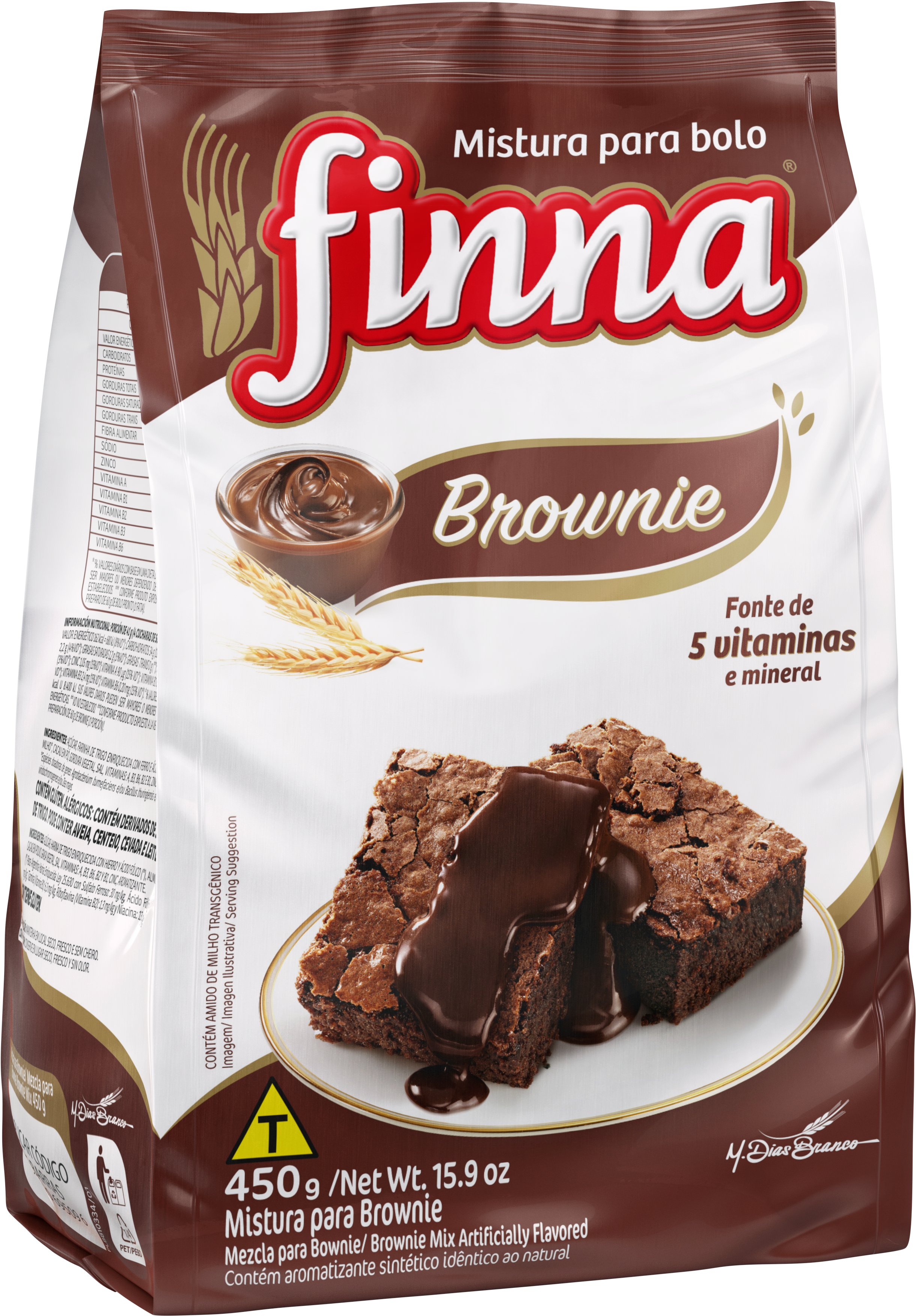 Finna Traditional Mix, Brownie 450g - Massa Pronta De Brownie (370x492), Png Download
