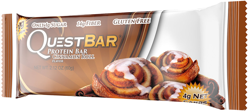 Healthy Office Snacks, Questbar Cinnamon Roll - Quest Nutrition Quest Bar Cinnamon Roll - 2.12 Oz. (1000x400), Png Download