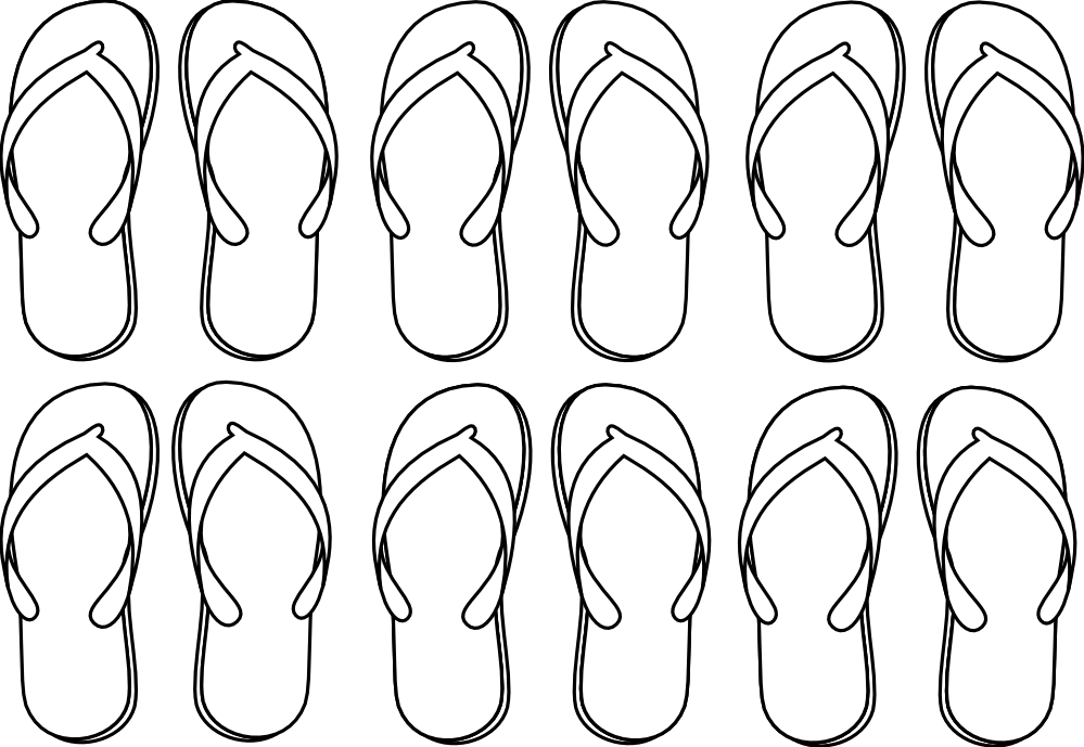 Flip Flops Black White Line Art 999px 177 - Coloring Book (999x689), Png Download