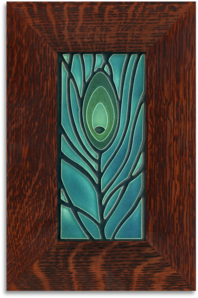 Motawi Peacock Feather In Dark Ocean - Tile (1000x1000), Png Download