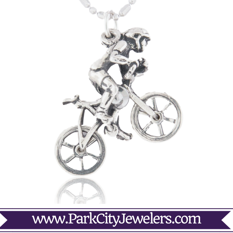 Mountain Bike Rider Charm - Hand Crafted Golf Earrings (800x800), Png Download