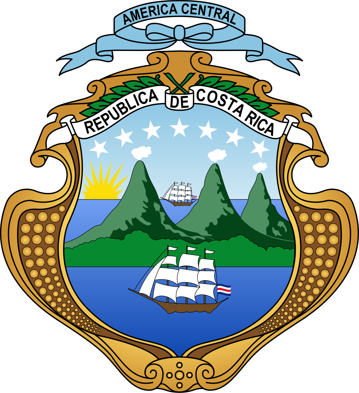 Escudo De La Bandera De Costa Rica (1200x1313), Png Download