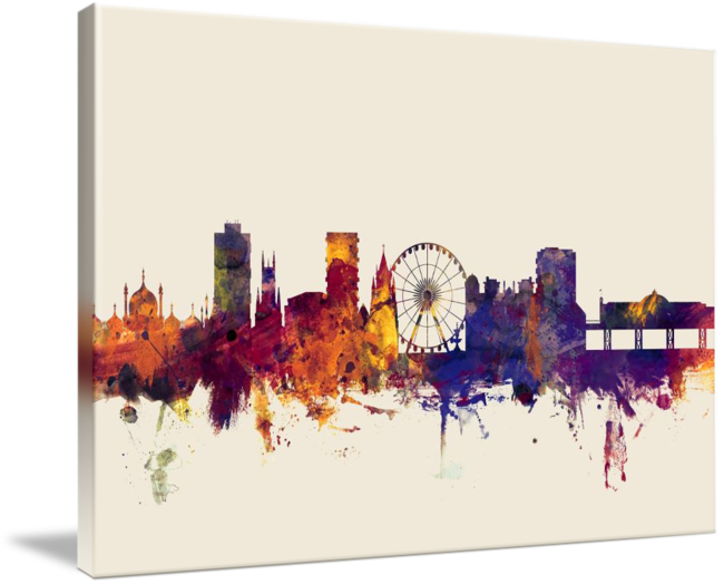 Brighton England Skyline By Michael Tompsett Brighton - Brighton Skyline (650x525), Png Download