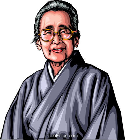 Old Japanese Woman - Cartoon (430x480), Png Download