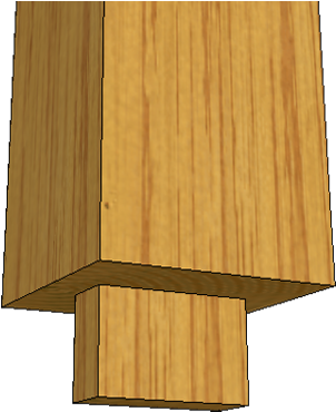 3d Stanard Post Tenon At Bottom T1 - Framing (320x378), Png Download