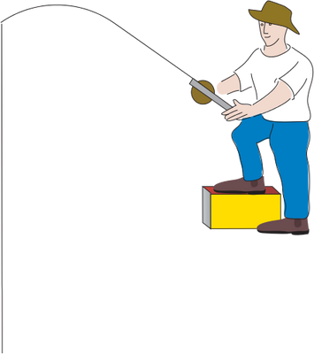 Man Fishing Black And White Stock - Fishing Man Cartoon Png (355x400), Png Download