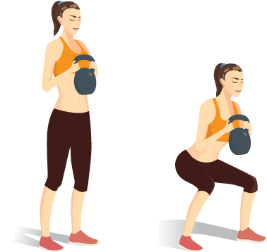 Kettlebell Goblet Squat (837x400), Png Download