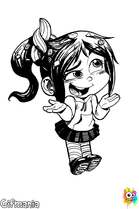 Vanellope Von Schweetz - Imagenes De Vanellope En Blanco Y Negro (480x720), Png Download