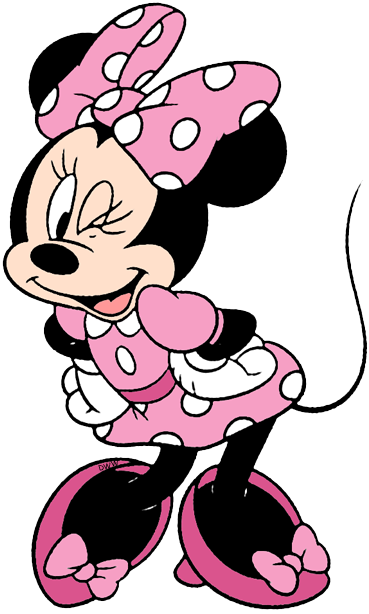 Minnie Winking Minnie Adjusting Bow - Clip Art Minnie Mouse (369x614), Png Download