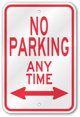 Arrow Sign - No Parking Any Time Sign (500x500), Png Download