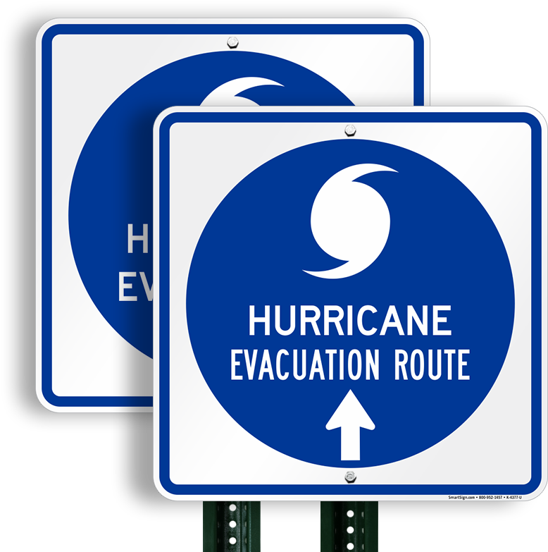 Hurricane Evacuation Route Ahead Arrow Sign - Sign (800x800), Png Download
