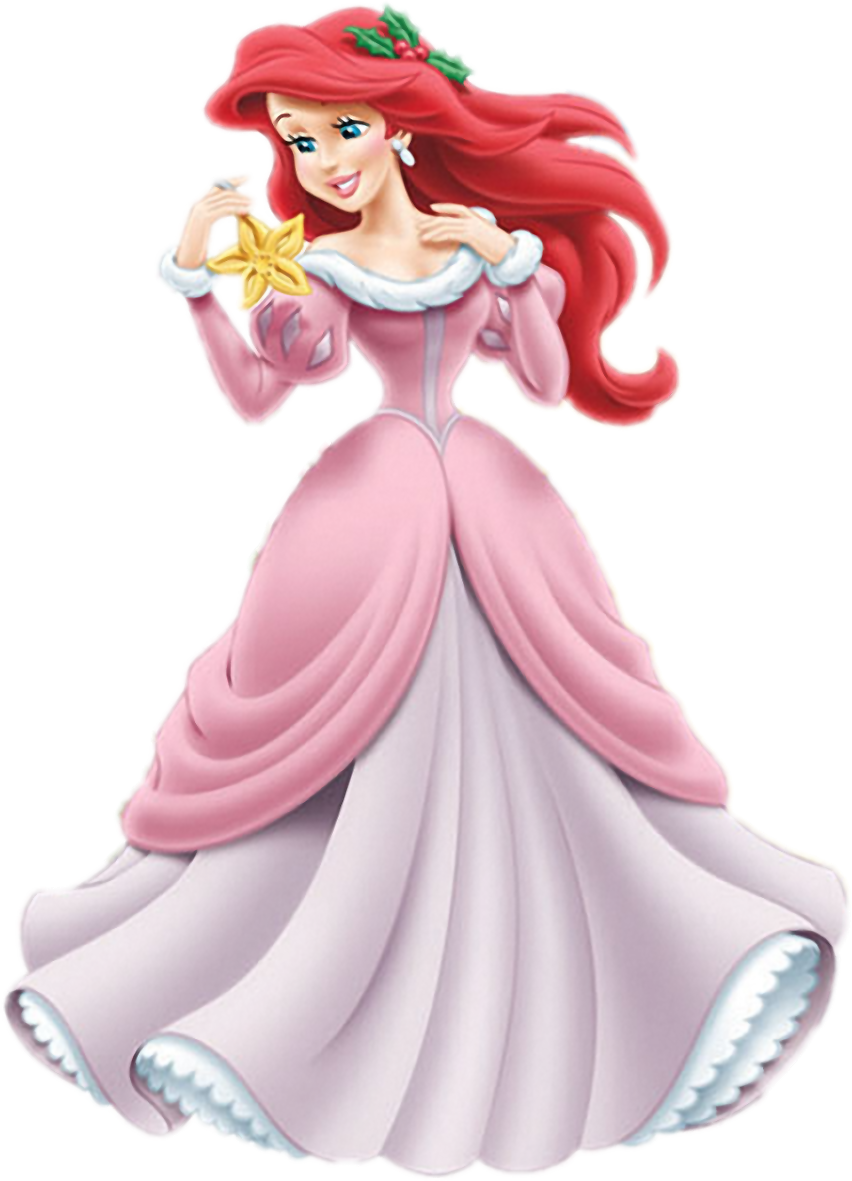 Ariel Holiday 01 - Disney Princess Christmas Ariel (852x1181), Png Download