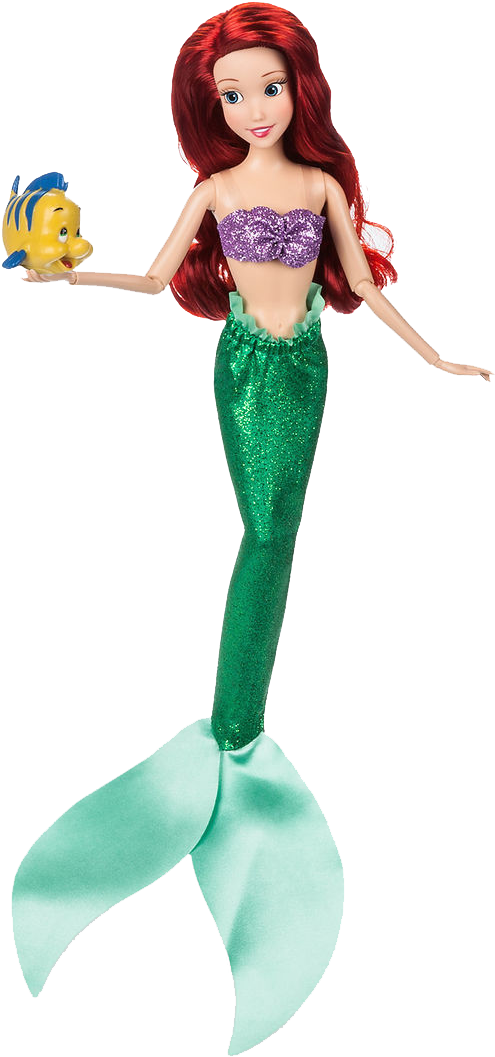 Bigbolo Ariel Classic Doll With Flounder Figure - 11 (1200x1200), Png Download