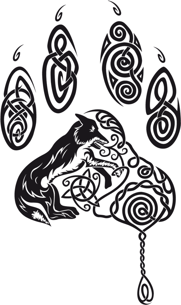 Wolves Transparent Celtic Banner Library Library - Celtic Wolf Paw Print (617x1000), Png Download