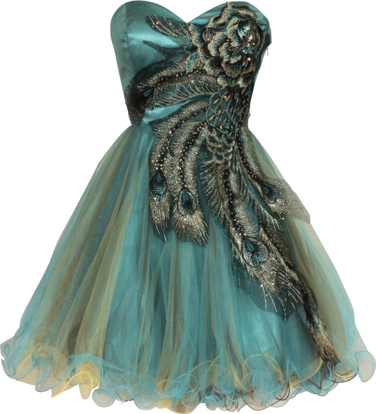Metallic Peacock Embroidered - Masquerade Ball Peacock Dress (544x599), Png Download