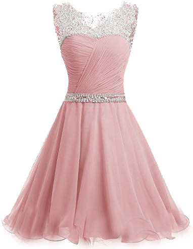 Short Chiffon Open Back Prom Dress With Beading Evening - Cocktail Dress (386x500), Png Download