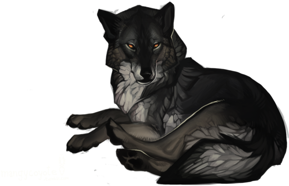 Scotha By *coyotemange On Deviantart Wolf Drawings, - Black Wolf Art Transparent (600x381), Png Download