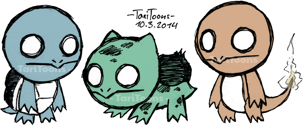 Don T Starve Kanto Starters By Taritoons-d79ouiv - Pokemon Dont Starve (1000x423), Png Download