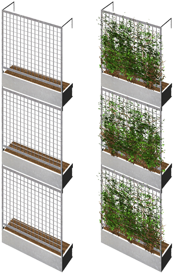 Green Wall Rendering More - Facade Green (395x550), Png Download