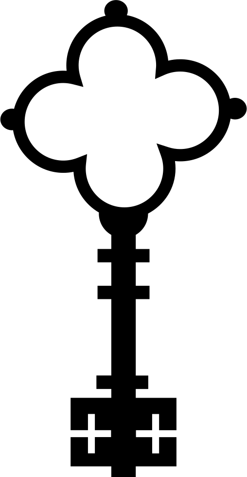 Flower Shaped Key With Crosses Of Vintage Elegant Design - Portable Network Graphics (508x980), Png Download