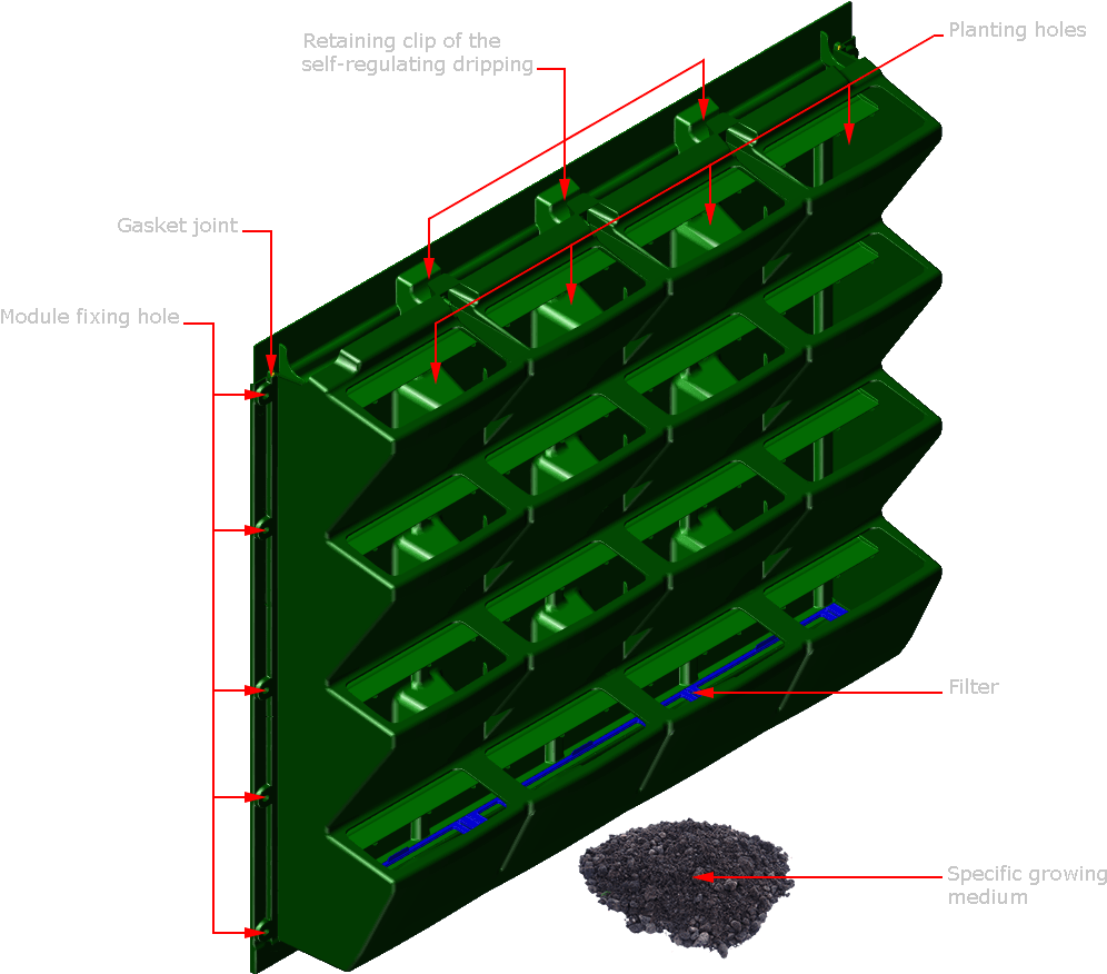 Living Wall Cad Green Detail Drawing Details Vertical - Green Wall (1039x891), Png Download