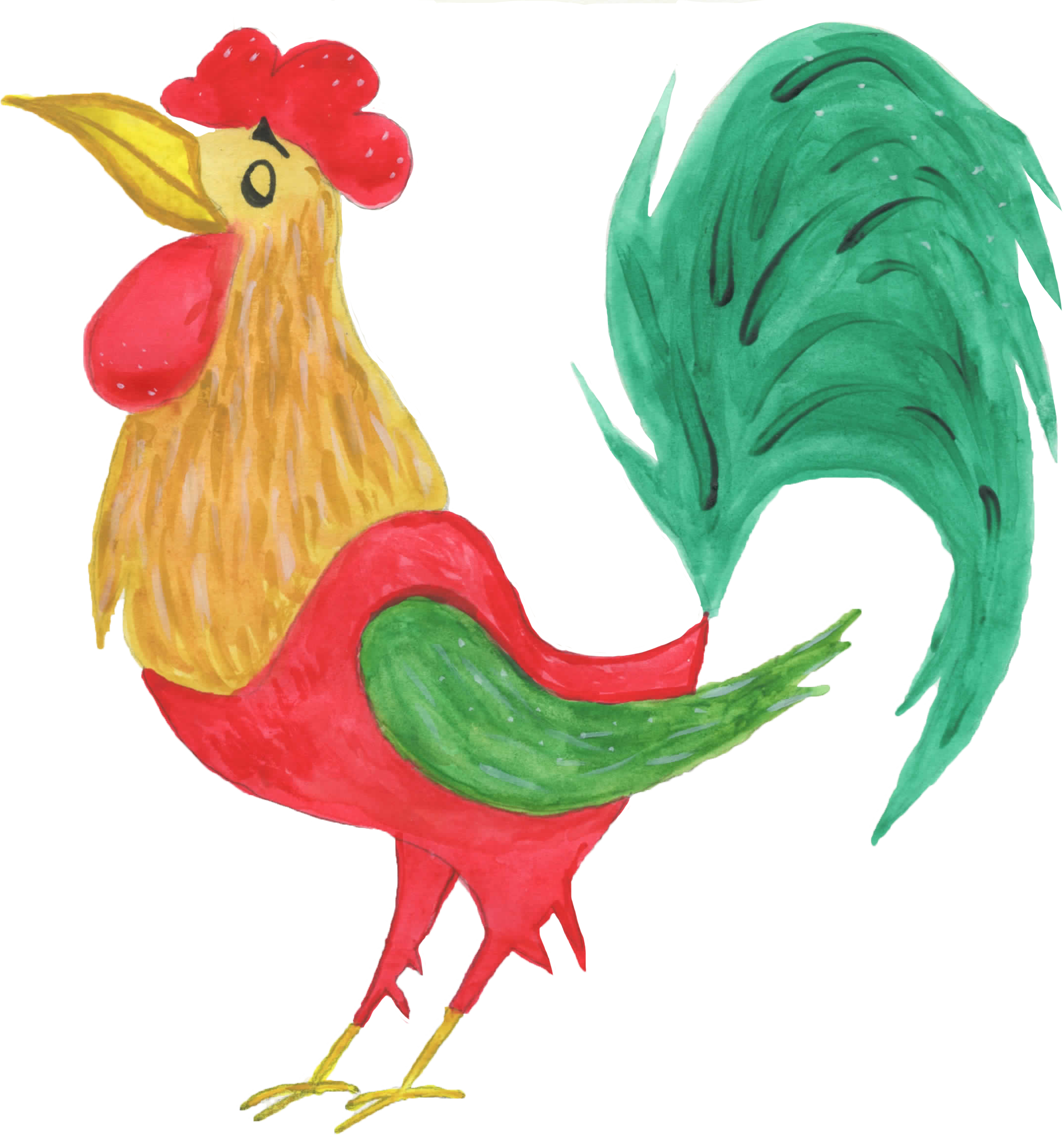 Watercolor Clipart, Rooster, Watercolor, Illustration - Watercolor Painting (2160x2308), Png Download