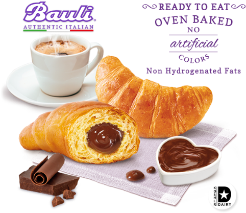 Bauli Authentic Italian Chocolate Filled Croissants - Bauli S.p.a. Bauli Croissants X 6 Cocoa (500x417), Png Download