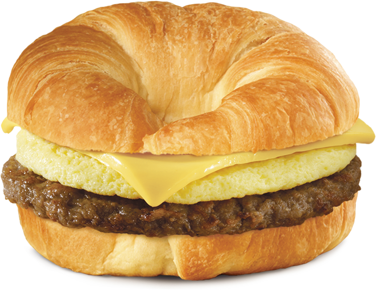 Sausage, Egg & Cheese Croissant - Ham And Cheese Sandwich (1000x755), Png Download