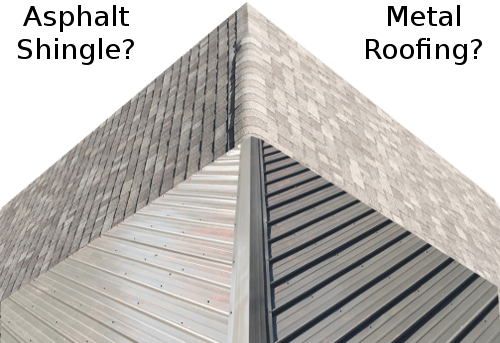 Choosing Between Asphalt Shingle Metal Roofing - Metal Roofing Asphalt (500x343), Png Download
