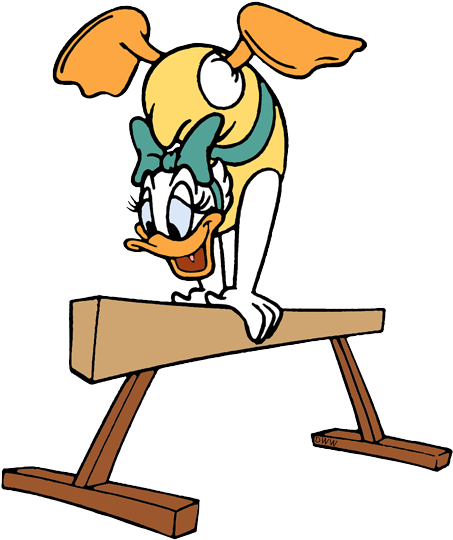 Gymnast Daisy Duck On Balance Beam - Minnie Mouse Doing Gymnastic (463x548), Png Download