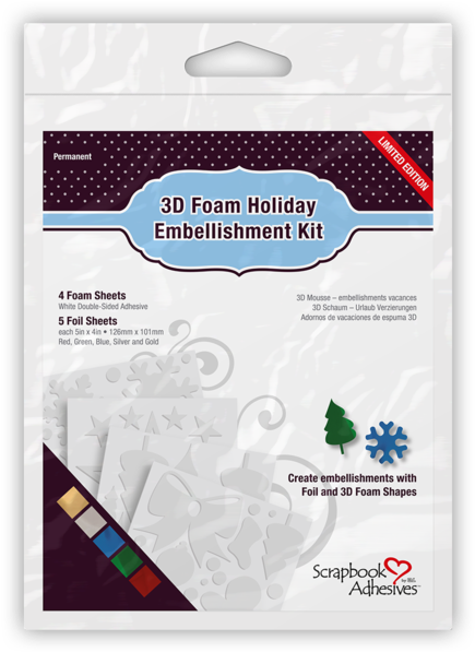 01224 3d Foam Holiday Embellishment Kit With Foil - Scrapbook Adhesives 3d Foam Hearts (600x600), Png Download