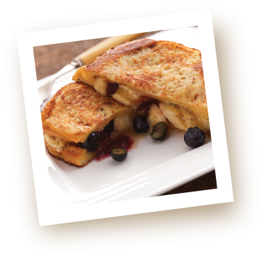 Blueberry & Banana French Toast - Chocolate Sandwich (379x369), Png Download