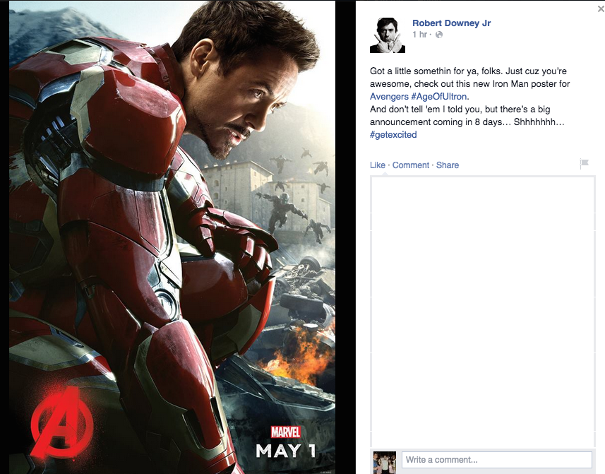 Robert Downey Jr Facebook - Robert Downey Jr Iron Man Avengers Age (857x671), Png Download