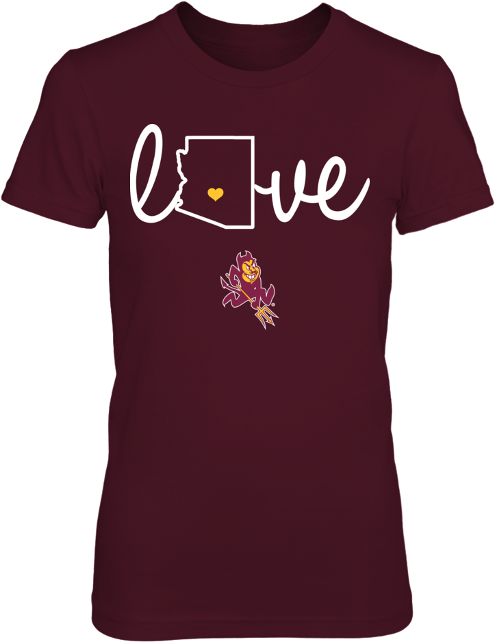 Arizona State Flag State Love T Shirt - Iowa Hawkeyes - Love With State Outline - Gildan Fleece (1000x1000), Png Download