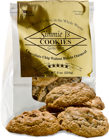 Simmie J's Gourmet Chocolate Chip Walnut Raisin Oatmeal - Peanut Butter Cookie (350x447), Png Download