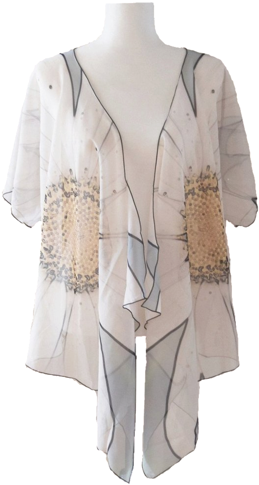 'white Daisy' Draped Kimono Cardigan - Kimono (661x1024), Png Download