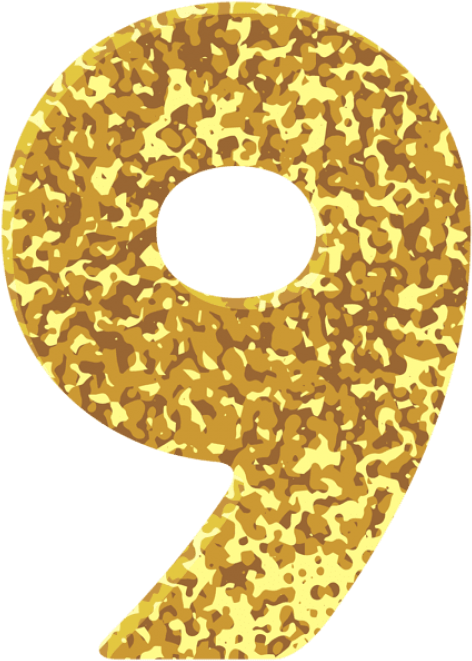 Gold Style Number Nine Transparent Png Image - Portable Network Graphics (432x600), Png Download