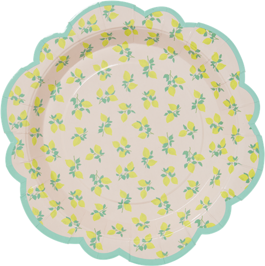 Large Lemon Drop Paper Plate - Rice 8 Flower Shaped Paper Plates - Aqua (600x600), Png Download